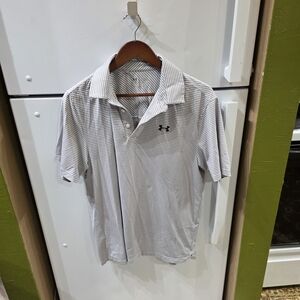 Under Armour Men's Polo Shirt - Black and White Stripes